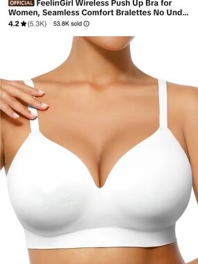 Wireless Push Up Seamless Comfort Bra - White